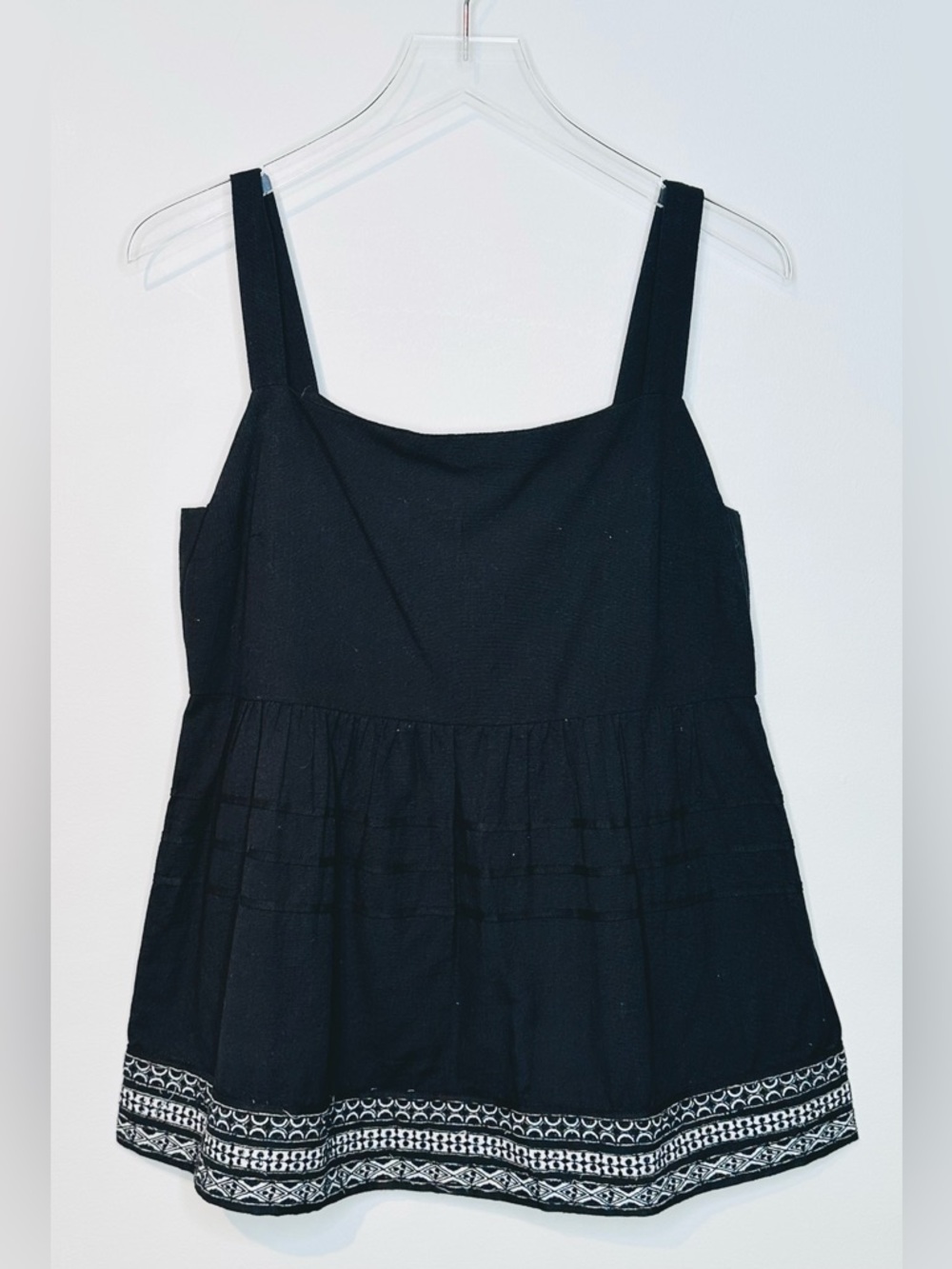 Anthro Amit Aggarwal Olivia Black Cotton Linen Embroidered Top Shirt Blouse NWT - Picture 3 of 15